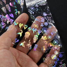 Голографическая фольга для ногтей, 100 см/рулон, пламя, Одуванчик, панда, бамбук, Голография, переводная наклейка для ногтевого дизайна, водные переводки для ногтевого дизайна 2024 - купить недорого