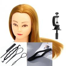 CAMMITEVER 20"Hair Mannequin Head With 2 Sets Tools Hairdressing Doll Heads Training Manikin Synthetic Hair Manik Cosmetology 2024 - buy cheap