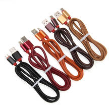 USB-кабели для Iphone X, 8, 7, 1 м, модный Плетеный Micro USB-кабель из искусственной кожи для Huawei, Xiaomi, кабель Type-C для Samsung S7, 100 шт. 2024 - купить недорого