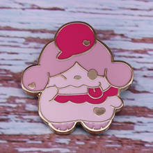 Pink Slurpuff Brooch Wide Smiling Mouth with A Lolling Tongue Badge Cotton Candy Belly Drum Anime Pins 2024 - buy cheap