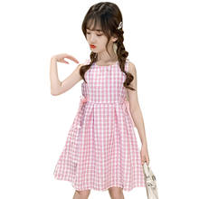 Dress Girl Plaid Pattern Girl Party Dress Bow Children Party Dress Summer Childrens Clothing 6 8 10 12 14 2024 - buy cheap