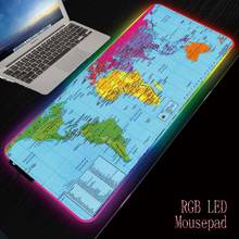 XGZ большой игровой коврик для мыши с картой мира, RGB, геймерский коврик для мыши, светодиодный светильник, проводная USB подсветка, цветная светящаяся Нескользящая мышь 2024 - купить недорого
