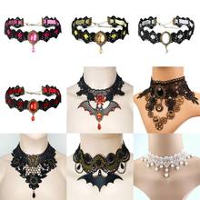1 Pcs Gothic Black Stone Sexy Lace Neck Choker Necklace Vintage Women Steampunk Halloween jewelry, collar necklace, for women, rope chain, power necklaces, zinc alloy 2024 - buy cheap