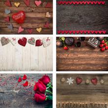 Mehofond-Fondo de fotografía para el Día de San Valentín, telón romántico Retro de madera con flores y rosas rojas, accesorios para estudio fotográfico 2024 - compra barato