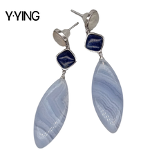 Y·YING Natural Marquise Blue Chalcedony Sodalite Stud Earring classic for women 2024 - buy cheap