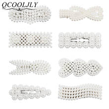 QCOOLJLY Fashion Pearl Hair Clip for Women Elegant Korean Design Snap Barrette Stick Hairpin Hair Accessories Korean Jewelry 2024 - buy cheap