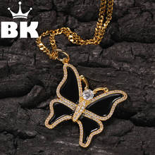 Цепочка с кулоном-бабочкой BLING KING под заказ, ожерелье в стиле хип-хоп с кубическим цирконием, цвет под золото, серебро, кубический камень 2024 - купить недорого