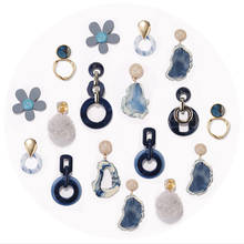 AENSOA 2020 Korean Blue Acrylic Geometric Drop Earrings Female Statement Earrings Trendy Blue Stone Resin Acrylic Long Earrings 2024 - buy cheap