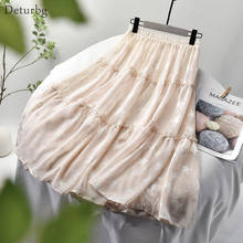 Falda de pentagrama de retazos de encaje para mujer, faldas plisadas de cintura alta, estilo coreano, primavera 2021, SK514 2024 - compra barato