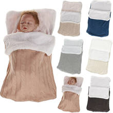 Baby Boy Girl Hooded Sleeping Bags Knit Wrap Blanket Warm Baby Carriage Sleeping Bag New Solid Color Winter Warm Sleeping Bags 2024 - buy cheap