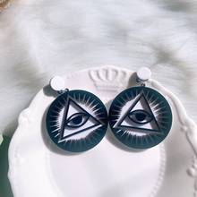 Ziccolong-pendientes colgantes de acrílico con el ojo de Dios para niña y mujer, joyería geométrica de círculo negro para fiesta 2024 - compra barato