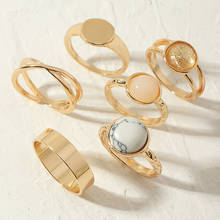6pcs/set Trendy Boho Midi Knuckle Ring Set For Women Gold Color Stone Geometric Finger Rings Fashion Bohemian Anillos Jewelry 2024 - buy cheap