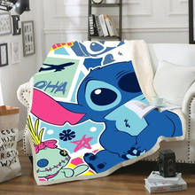 Throw blanket Cartoon Lilo & Stitch 3D Velvet Plush Blanket Bedspread For Kids Girls Sherpa Blanket Couch Quilt Cover Travel 2024 - buy cheap