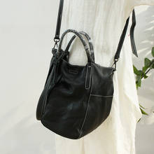 New Cowhide Women's Bag Korean Version of Handbag Slung Casual Shoulder Tote Bag Simple Mother Bag Women Soft Leather Stereo Bag 2024 - buy cheap