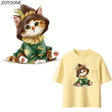 Zotoone remendos animais dos desenhos animados gato bonito adesivo para crianças ferro em transferências para roupas camiseta diy apliques de transferência de calor g 2024 - compre barato