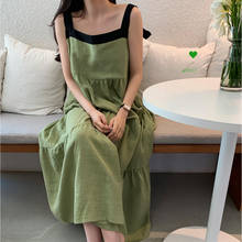 Женское длинное платье-майка, летнее зеленое винтажное Элегантное повседневное платье без рукавов, 2020 2024 - купить недорого