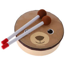 Cartoon Bear Pattern Drum Musical Toy Percussion Instrument with Drum Sticks Strap for Children Kids 2024 - buy cheap