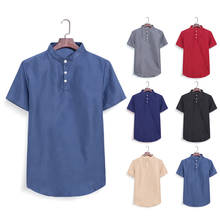 Mens Short Sleeve Henley Shirt Brand New T Shirt Men Summer Casual Cotton Stand Collar T-shirt Men Solid Color Button Tee Shirt 2024 - buy cheap
