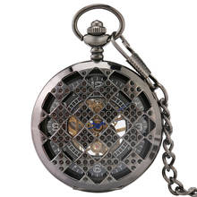 Hollow Dice Retro Black Manual Pocket Watch Antique Pendant Mechanical Hand Winding Pocket Clock Gifts Men Women 2024 - buy cheap