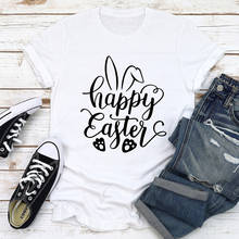 Camiseta de conejo de Pascua para mujer, camiseta Hipster Grunge de manga corta, divertida, gráfica, regalo de vacaciones, envío directo 2024 - compra barato