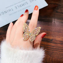 Luxury Crystal Cubic Zircon Rings for Women 2021 Open Adjustable Shine Butterfly Rings Weddings Party Jewelry Gifts 2024 - buy cheap