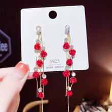 Pendientes de borla rosa de estilo coreano, joyería brillante y elegante para mujer 2024 - compra barato