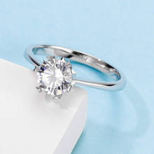 Anel romântico em prata 925 com 6 garras, símbolo de moissanite, anel de aniversário de noivado, 1ct, corte redondo, excelente corte 2024 - compre barato