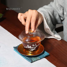 WIZAMONY-cuenco con cubierta de vidrio con incrustaciones de estaño, taza de té resistente al calor, cuenco de té grueso de tres fuerzas, juego de té grande de Kung Fu 2024 - compra barato