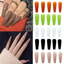 24 Pcs French Gradient Color False Nail Long Ballerina Fake Nails Press on Glue Full Cover Gourd Coffin Wearable Artificial Nail 2024 - buy cheap
