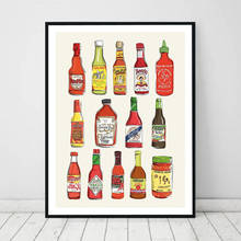 Hot Sauce Poster Kitchen Food Canvas Painting Color Wall Art Prints Minimalism Pictures For Living Room On The Wall Home Decor 2024 - buy cheap