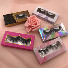 Mink Eyelashes 25mm 3D Natural Long Strip Lash Holographic Lash Paper Box 2024 - buy cheap