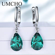 UMCHO-pendientes de plata de primera ley con forma de Esmeralda para mujer, aretes pequeños, plata esterlina 925, estilo fino, regalo de cumpleaños 2024 - compra barato