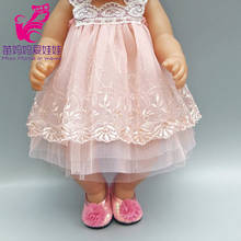 Vestido de muñeca para bebé nacido, ropa de muñeca de 43cm, vestido de encaje con ropa interior para niña de 18 pulgadas, vestido rosa 2024 - compra barato