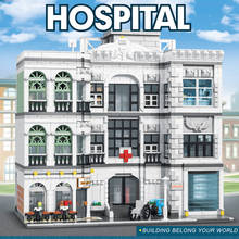 Moc cidade streetview série branco hospital modelo kits de construção blocos tijolos crianças brinquedos presentes natal presente 2024 - compre barato