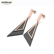 JeeMango Fashion Bohemia Stainless Steel Geometry Double Triangle Stud Earrings For Women Girls Black/Rose Gold Earrings JE19209 2024 - buy cheap