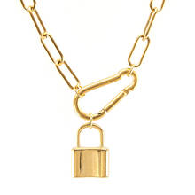 Женское ожерелье Lucky Coin Lock из нержавеющей стали золотого цвета прочный карабин очаровательные длинные колье-чокер 2024 - купить недорого