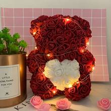 35 см пенная Роза плюшевый мишка искусственный цветок для девушки Рождество День святого Валентина подарки 2024 - купить недорого
