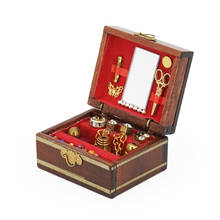 Odoria 1:12 Miniature Jewelry Box Display Case Red Wooden Women Makeup Set Room Bedroom Dollhouse Accessories Doll House Decor 2024 - buy cheap