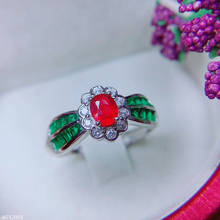 Kjjeaxcmy boutique jóias 925 natural rubi incrustado anel feminino em prata esterlina 2024 - compre barato