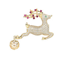 EUDORA Copper Crystal CZ Deer Brooch Jewelry For Women Golden Pave Setting Crystal Wedding Decoration Animal Corsage Pins 2024 - buy cheap