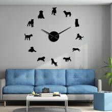 Rottweiler sin marco para perros de raza 3D, Relojes de pared acrílicos simples DIY, tienda de cuidado de mascotas, Arte de la pared Decoración, reloj con efecto de espejo 2024 - compra barato