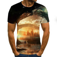 Мужская футболка с 3D рисунком леса, повседневные топы в стиле Харадзюку, летняя Модная рубашка с круглым вырезом, уличная одежда футболка с графикой 2024 - купить недорого