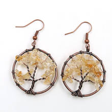 Citrines Crystal Copper Wire Wrap Tree of Life Drop Earrings Tiger Eye Stone Plant Jewelry 2024 - buy cheap