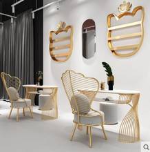 Rede nórdica de manicure com cadeiras de mesa, conjunto simples e moderno, de mármore vermelho, para salão de beleza 2024 - compre barato