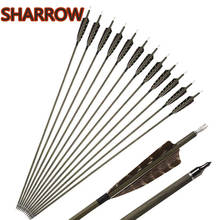 Flechas de carbono puro sp350, acessórios de tiro com arco e penas de madeira de peru para caça de carbono 6/12 peças 2024 - compre barato
