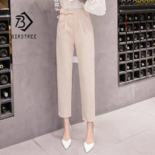 2021 Spring Autumn Casual Suit Pants Women's Workwear Solid High Waist Straight Pants Capris Trousers Black Apricot B11310P 2024 - buy cheap