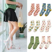 Japanese Style Women Cotton Ankle Socks Sweet Candy Color Peach Avocado Fruits Printed Summer Street Mid Tube Hosiery 2024 - buy cheap