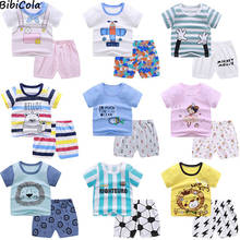 Bibicola/Повседневная Спортивная одежда для малышей хлопковая футболка для отдыха + шорты, комплекты одежда для малышей Детская одежда для мальчиков 12 мес.-5 лет 2024 - купить недорого