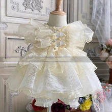 Miayii roupas do bebê lolita espanhol princesa vestido de baile malha arco costura festa de aniversário páscoa doce bonito vestido para meninas y3767 2024 - compre barato