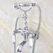 Wall Mount Polished Chrome Bathroom Tub Faucet Hand Shower Bathtub Filler Tap Set 3-3/8" zqg421 2024 - buy cheap